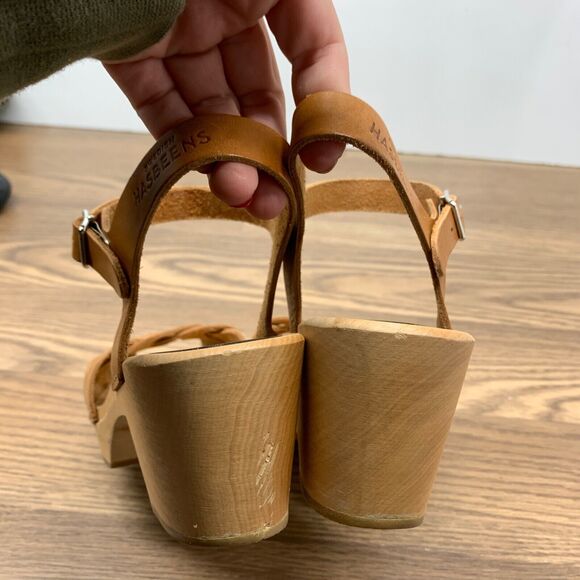 Swedish Hasbeens Womens Brown Leather Clog Sandals European Size 40 US Size 9 - Picture 5 of 14